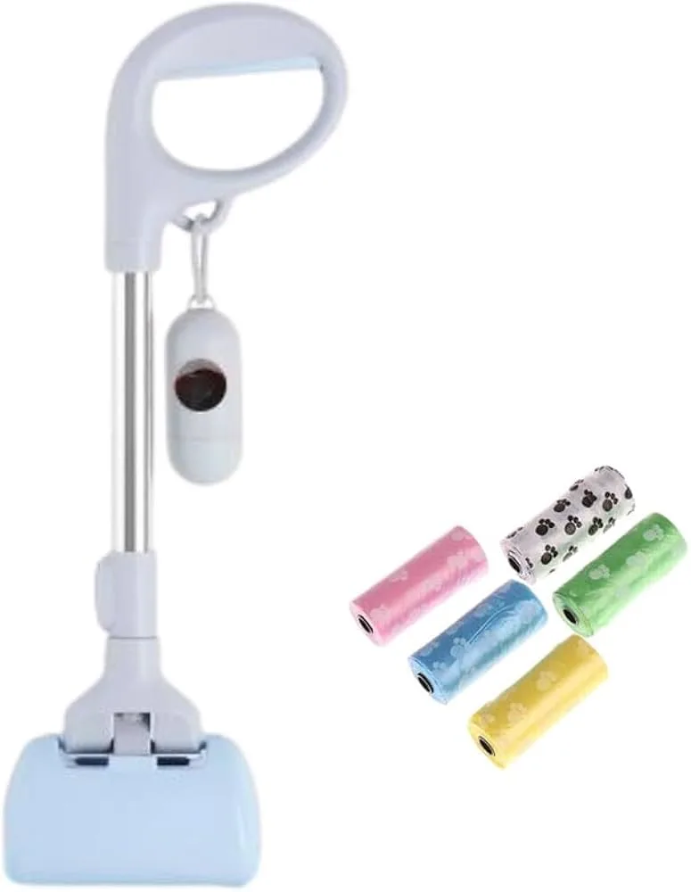 Pet Scooper with Steel Rod (With Poop Bag Dispenser & Roll)