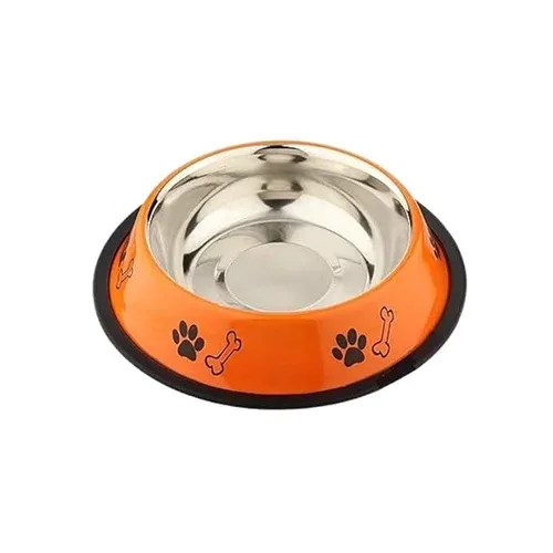 Colored Printed Dog Bowl with Black Rubber Base