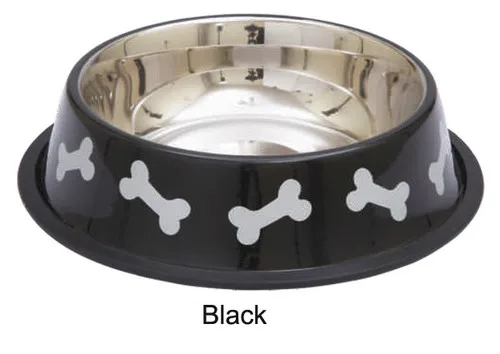 Colored Printed Dog Bowl with Black Rubber Base