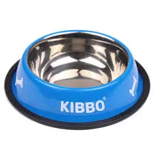 Colored Printed Dog Bowl with Black Rubber Base
